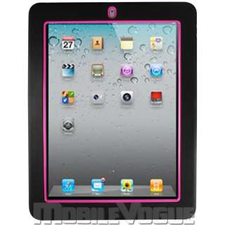   Case Skin Cover for Apple iPad 2 AT&T Verizon Black & Hot Pink  