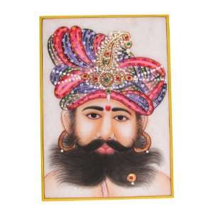   on Marble Plate of The Indian Maharaja With A Turban