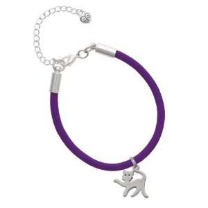  Silver Arching Back Cat Charm on a Purple Malibu Charm 