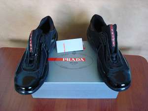 Prada Americas Cup Black Patent Leather Sneakers  