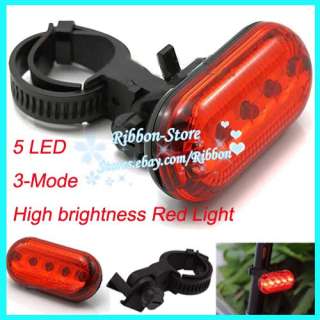 New 5 LED Bike Bicycle Red Warning Tail Rear Light Lamp  