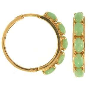   Kay 14k Yellow Gold Green Jadeite Jade Half hoop Earrings Jewelry