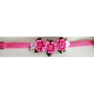  Pink Gingham Flower Nylon Collar (Size 12 x 3/8 width 
