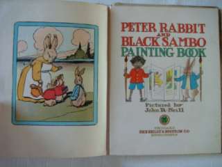 PETER RABBIT & BLACK SAMBO PAINTING BOOK Oz Neill 1908  