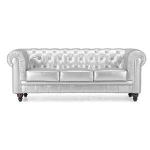  Aristocrat Sofa Silver Leatherette   900112