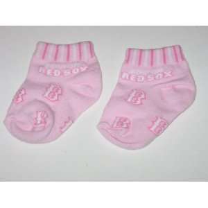  BOSTON RED SOX Team Logo Cotton PINK BABY BOOTIES Sports 