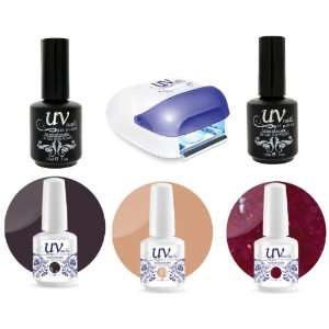 UV Nails Gel Uv Lamp Pro + Base & Top Coat + 3 polishes set Imperial 