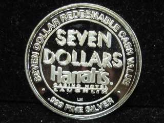 Harrahs $7 Laughlin Casino Token .999 Fine Silver 20 grams LM Mint 