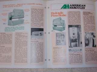 Vtg American Hercules Catalog~Hydraulic Press Brakes  