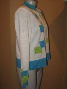 NWT White W/Turquoise Lime MING WANG Jacket S  