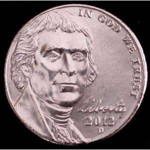  2012 D Jefferson Nickel Brilliant Uncirculated Everything 