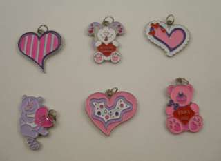 Charms Valentine Hearts Kitty Puppy Bear 6 pcs Scrapbooking Crafts 