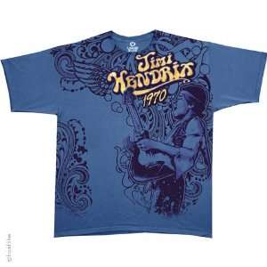  Jimi Hendrix Paisley Haze T Shirt (Blue), 2XL Sports 