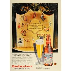 1947 Ad Budweiser Beer Entertainment Stage Curtain   Original Print Ad