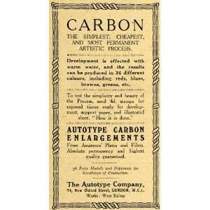  1918 Ad Autotype Carbon Paper Enlargements Color 