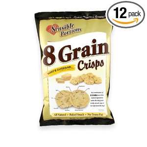 Sensible Portions 8 Grain Crisps, White Cheddar, 3 Ounce Bags (Pack of 