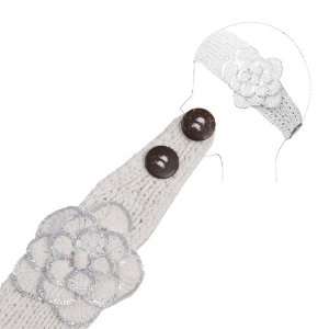  Angel Hand Made Knitted Floral Cotton Headband White Color 