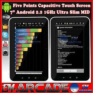   A10 Cortex A8 1GHz Android 2.3 Tablet PC 5 point Capacitive WiFi