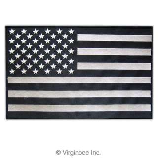 HUGE US FLAG SUBDUED BLACK GRAY PATCH BIKER JACKET VEST  