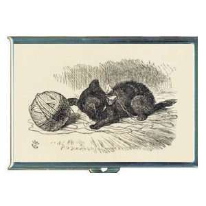  ALICE IN WONDERLAND BLACK CAT TWINE ID CREDIT CARD WALLET 