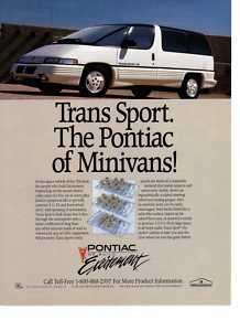 1990 PONTIAC TRANS SPORT MINIVANS CAR PRINT AD  