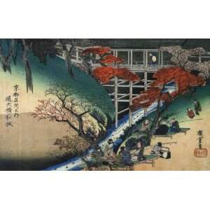  Utagawa Hiroshige People under maple trees by a stream