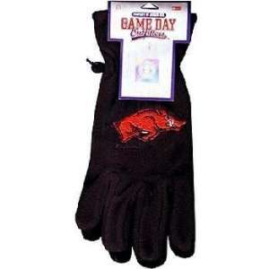  University Of Arkansas Glove Fleece Blk Emb Rh Case Pack 