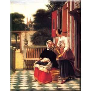   Mistress and Her Servant 12x16 Streched Canvas Art by Hooch, Pieter de
