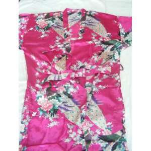 Womens 100% Thai Silk Robes  Asian Peacock Design  Perfect Rose (Free 