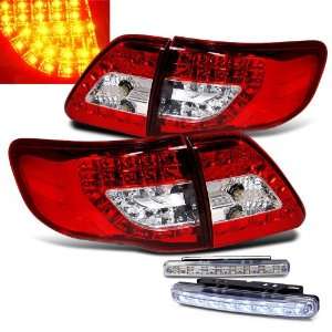 Eautolight 2009 2011 Toyota Corolla LED Red & Clear Tail Lights Lamp 