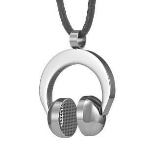  Unique Mens Stainless Steel DJ Earphones Pendant Necklace 