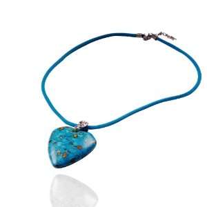Unique Sterling Silver Turquoise Heart Shaped Pendant Adjustable Cord 
