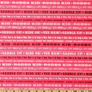  44 Wide Wanna Be A Cowboy 2 Rodeo Kid Pink Fabric By The 