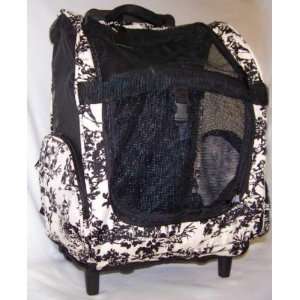  Wheeled Pet Carrier   Classic English Toille Print   Black 