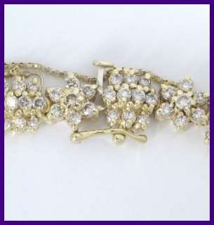 14ky Gold Round Diamond Cluster Tennis Bracelet 6.00ct  