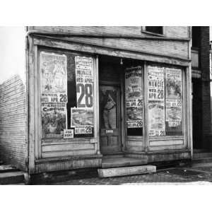  Wallace Circus Posters Plastered over the Windows of a Broken 