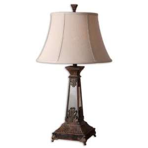    Distressed Lamp with Rustic Walnut Undertones