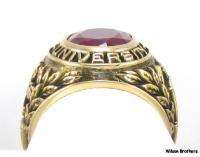 RUTGERS UNIVERSITY 1952 Class RING   10k Yellow Gold Red Stone A+ 