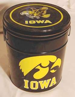 Old University Of Iowa Hawkeyes Advertising Popcorn Tin Can  