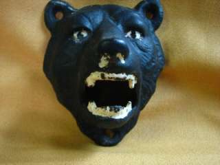 VINTAGE BLACK CAST IRON BEAR BOTTLE OPENER  