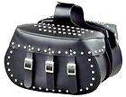 LARGE THROW OVER DOME RIVET REAL LEATHER MOTORCYCLE SADDLE BAGS UNIK