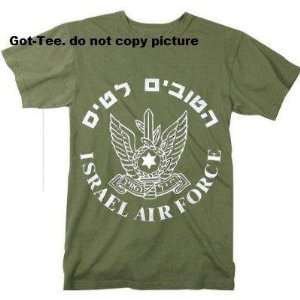 Israel Army Air Force Logo T shirt Hebrew Green Size M