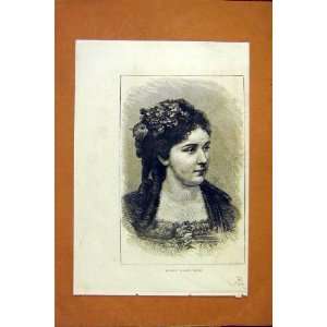  Portrait Marie Rose Roze Lady Woman Old Print 1872