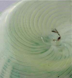 Green opalescent swirl rose bowl w/appd. flowers, 6 d  
