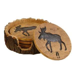  Moose Stump Coaster Set   Set of 4   CLEARANCE Kitchen 