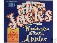 ORIGINAL* JACKS Gambling Card 4 OF A KIND Apple Label  