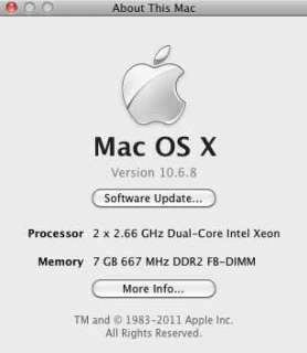 Apple Mac Pro Quad Core 2.66Ghz. Upgraded RAM & GFX. MA356LLA 