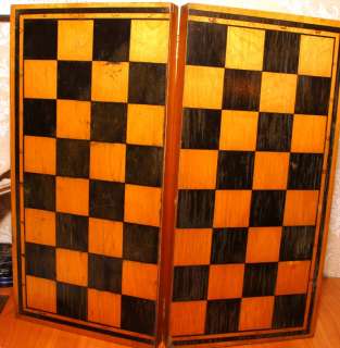 OLD 1970s SOVIET RUSSIAN WOODEN CHESS SET with BOARD USSR VINTAGE 