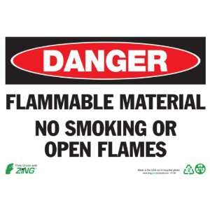 Zing Eco Safety Sign, Header DANGER, FLAMMABLE MATERIAL NO SMOKING 