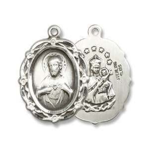  Sterling Silver Scapular Medal Pendant Sacred Heart of Jesus Christ 